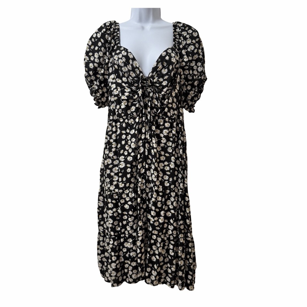 Nevena Rae Daisy‎ Floral Babydoll Smocked Mini Dress Size 3X Milkmaid Cottage